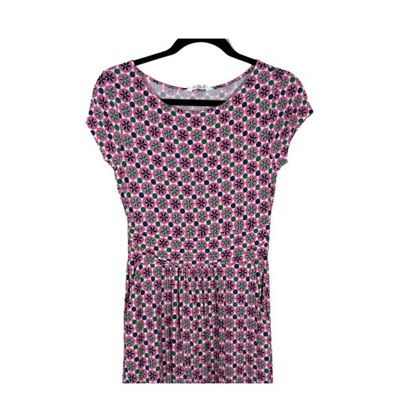 Boden Pink Geometric Floral Midi Dress with Pockets Women's US Size 4 Petite - Picture 3 of 8